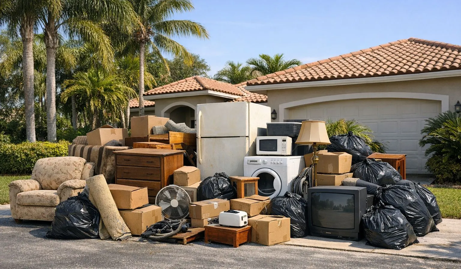 Homestead Junk Removers truck loaded with furniture and appliances for hauling