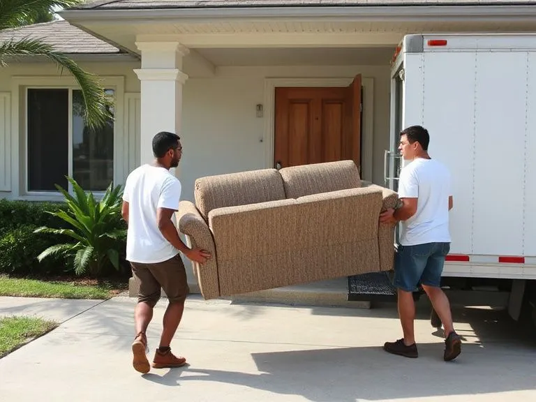 Junk removal crew loading furniture into truck in Homestead FL