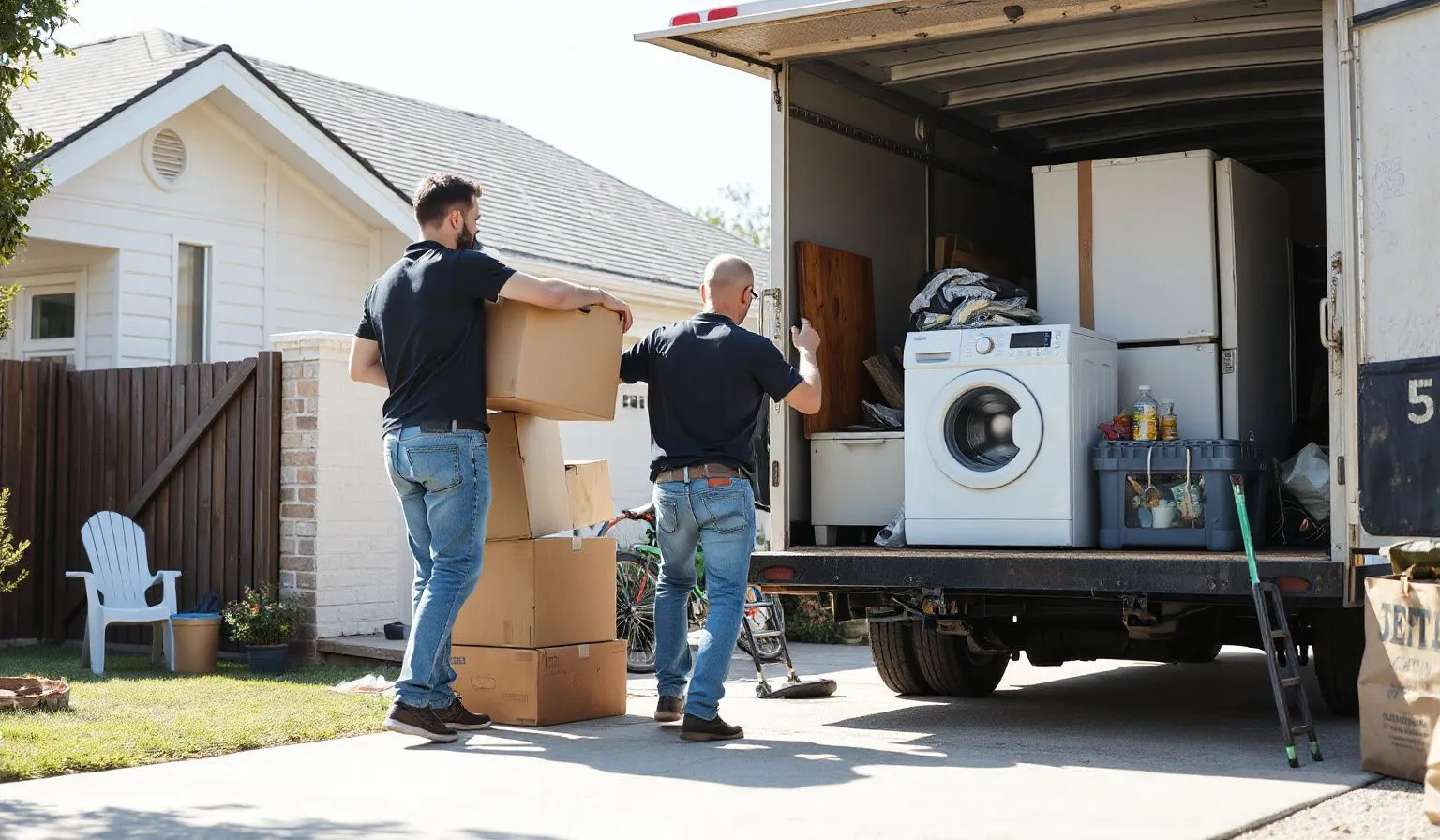 Residential junk removal in Homestead FL — crew hauling household furniture