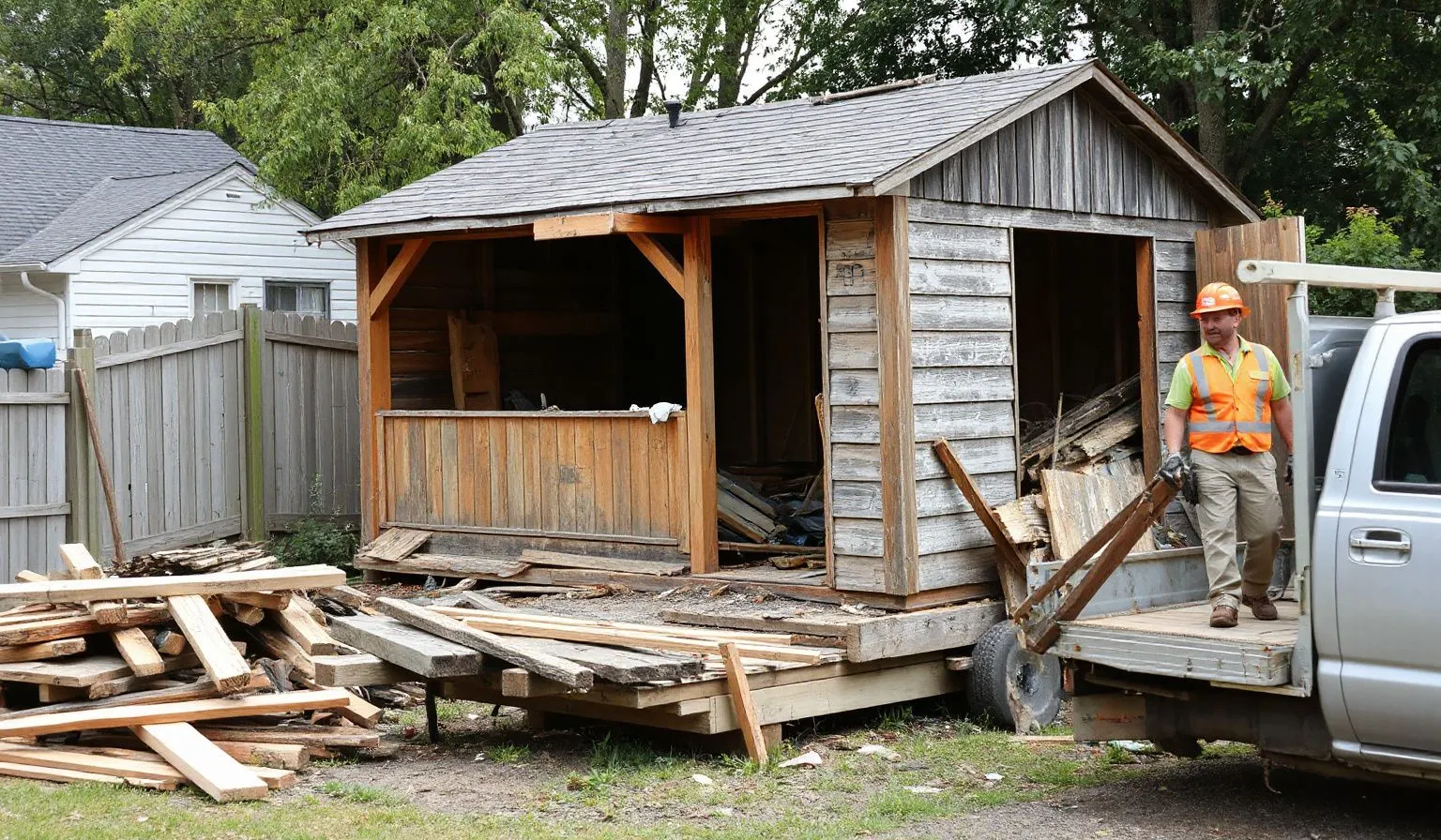 Light demolition in Homestead FL — shed teardown and debris removal